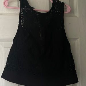 black lace crop top